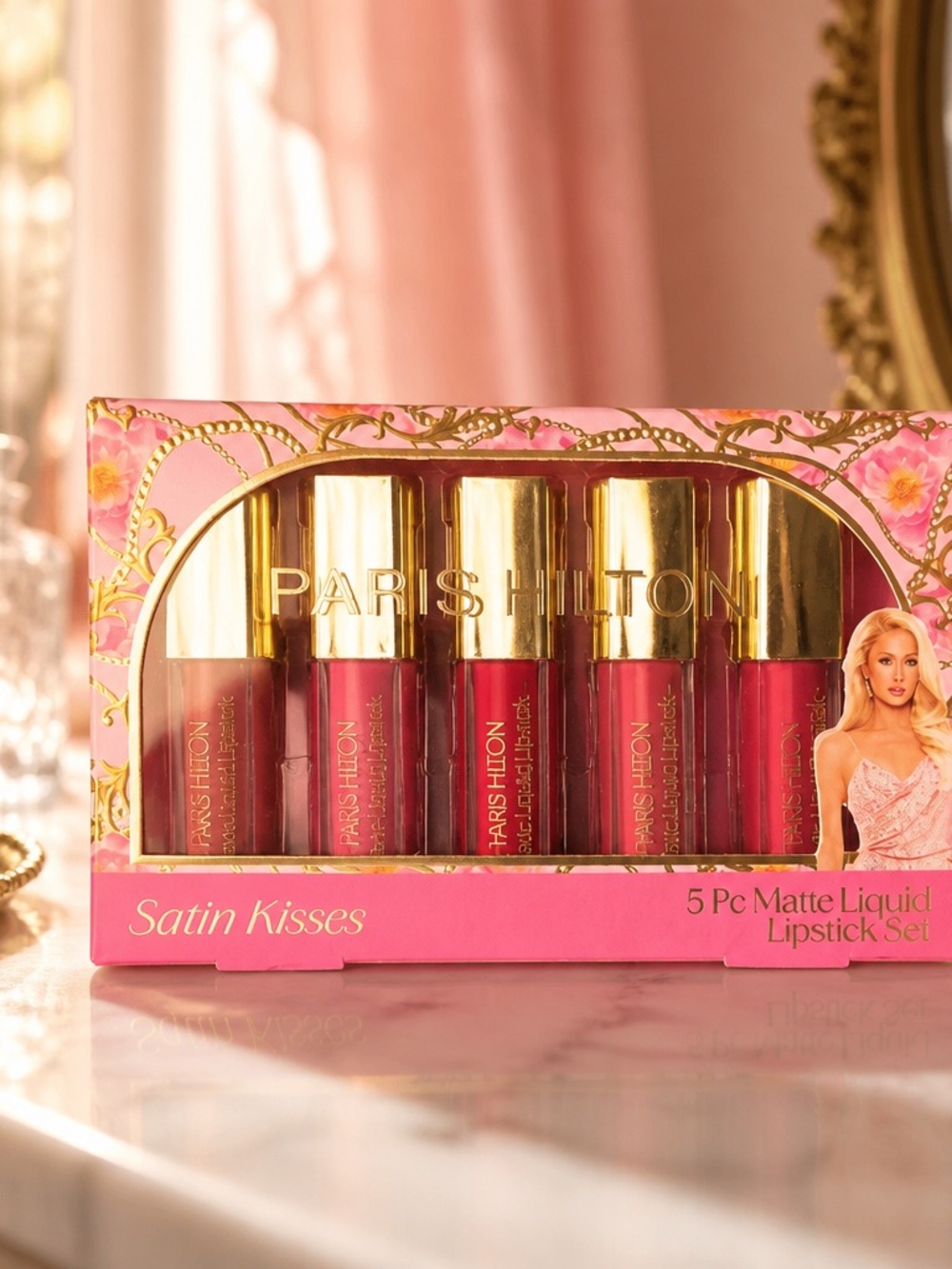 Paris Hilton Satin Kisses 5 Pc Matte Liquid Lipstick Set NIB